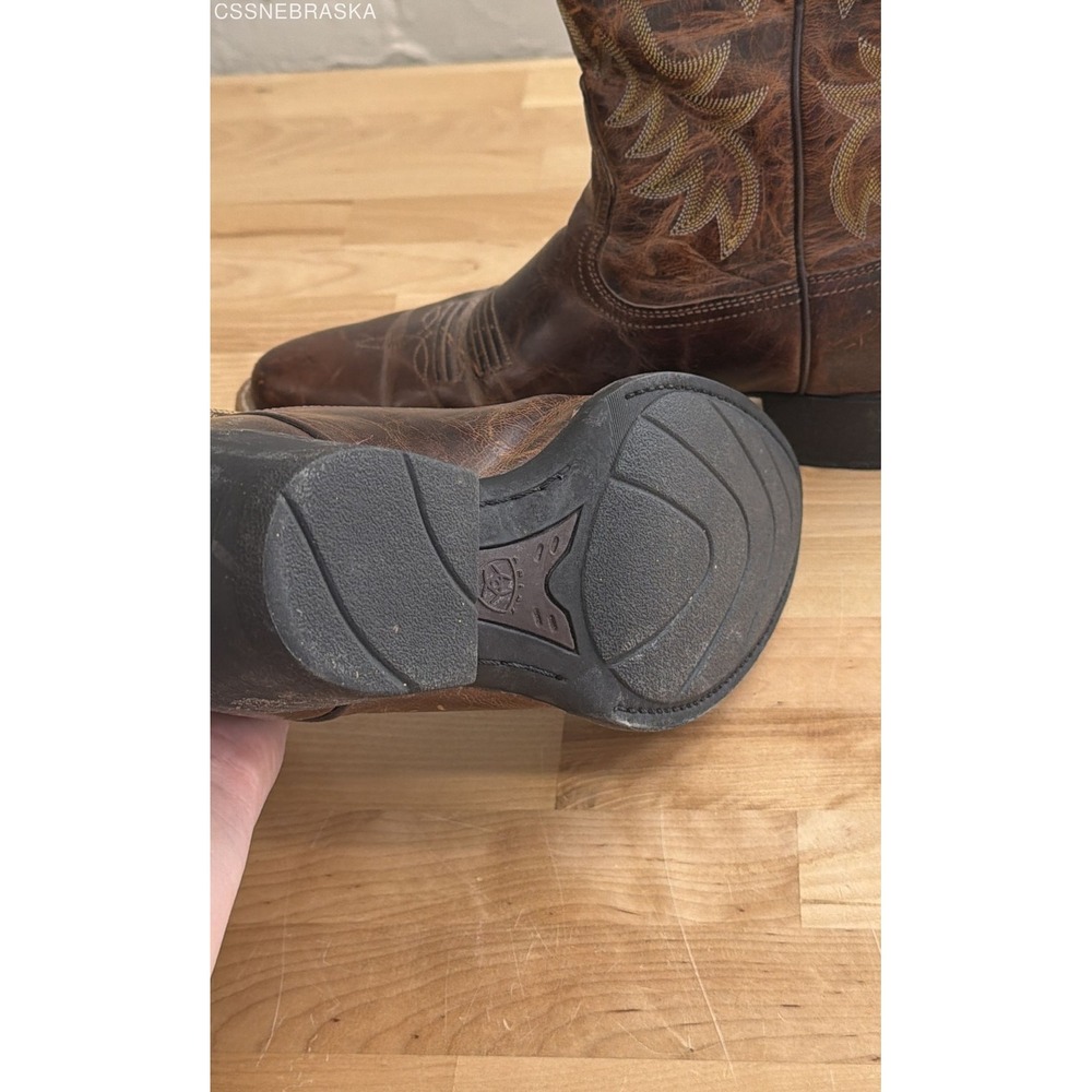 Ariat Heritage Western R-Toe Distressed Brown Leather Cowboy Boots Men's 8.5D - Picture 7 of 10